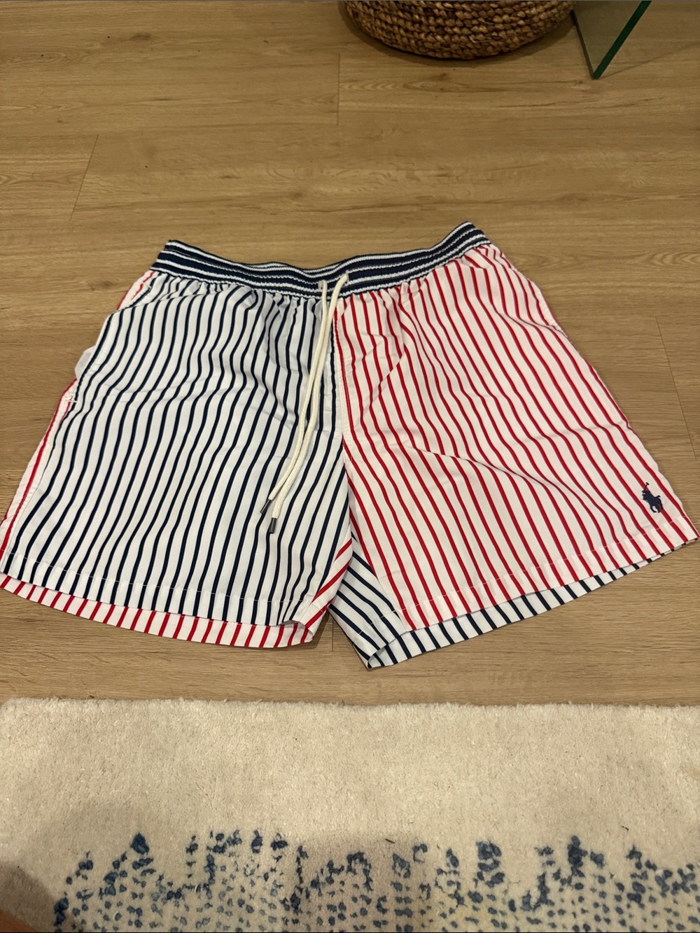 Polo by Ralph Lauren Red & Navy Striped Athletic Shorts